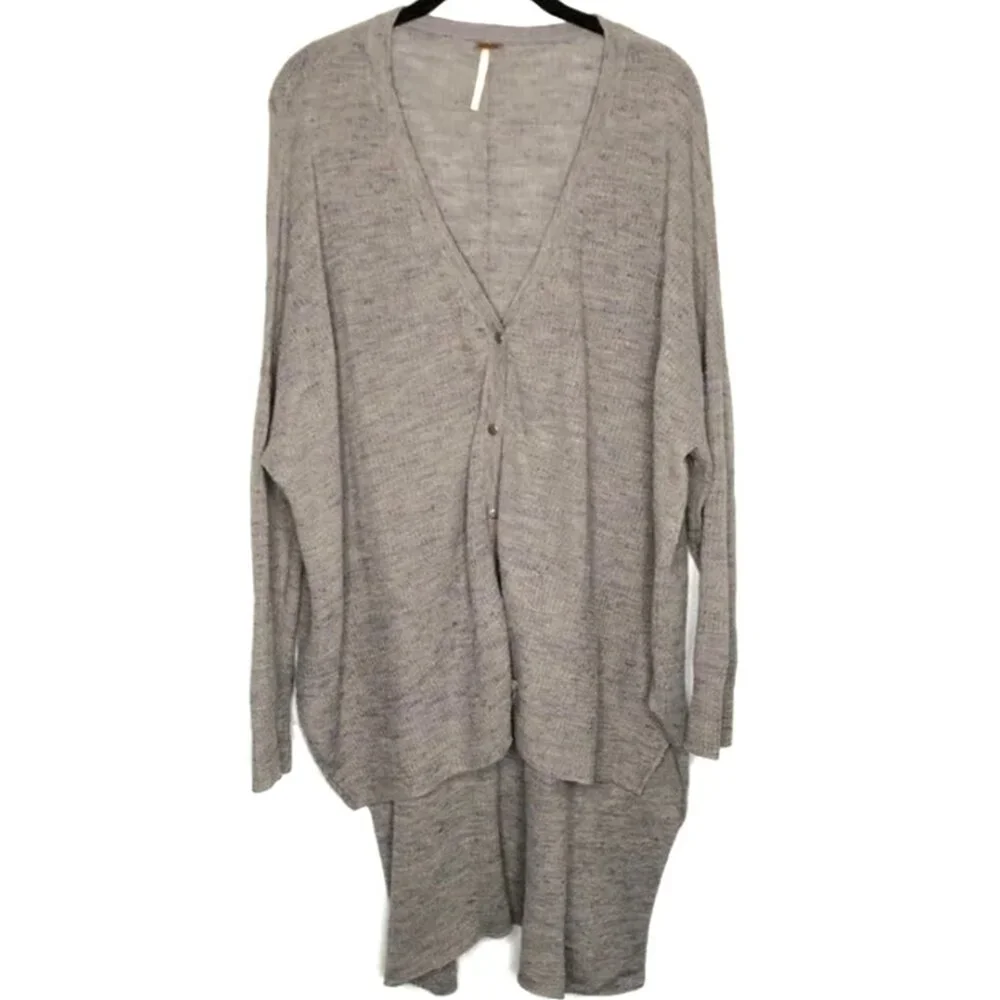 FREE PEOPLE TGIF Hi Lo Oversized Cardigan s Drop Shoulder Knit Midi Boho Hippie